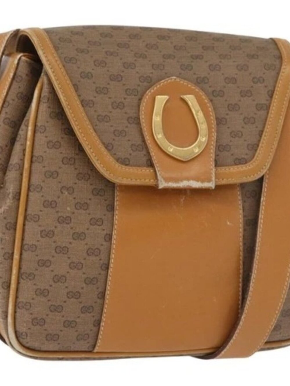 GUCCI Micro GG Supreme Shoulder Bag PVC Beige Gold Auth BA13145 - Picture 1 of 16